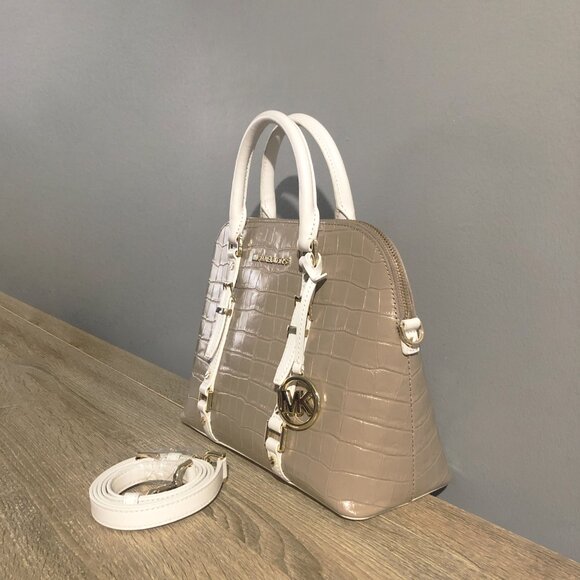 Michael Kors Bedford Legacy Medium Dome Satchel Purse Truffle MLT CLR MSRP $328 - Picture 7 of 16